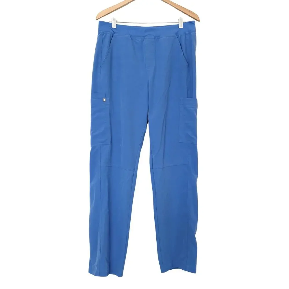 FIGS Axim Scrub Blue Straight Pants Mens Large Pockets Drawstring Uniform Nurse